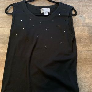 MiLi designs Sleeveless rhinestone black shirt size medium